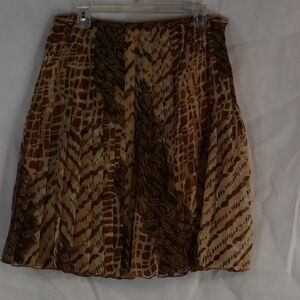 100% Silk Animal Print Skirt SZ 12 Malcolm & Co #B45